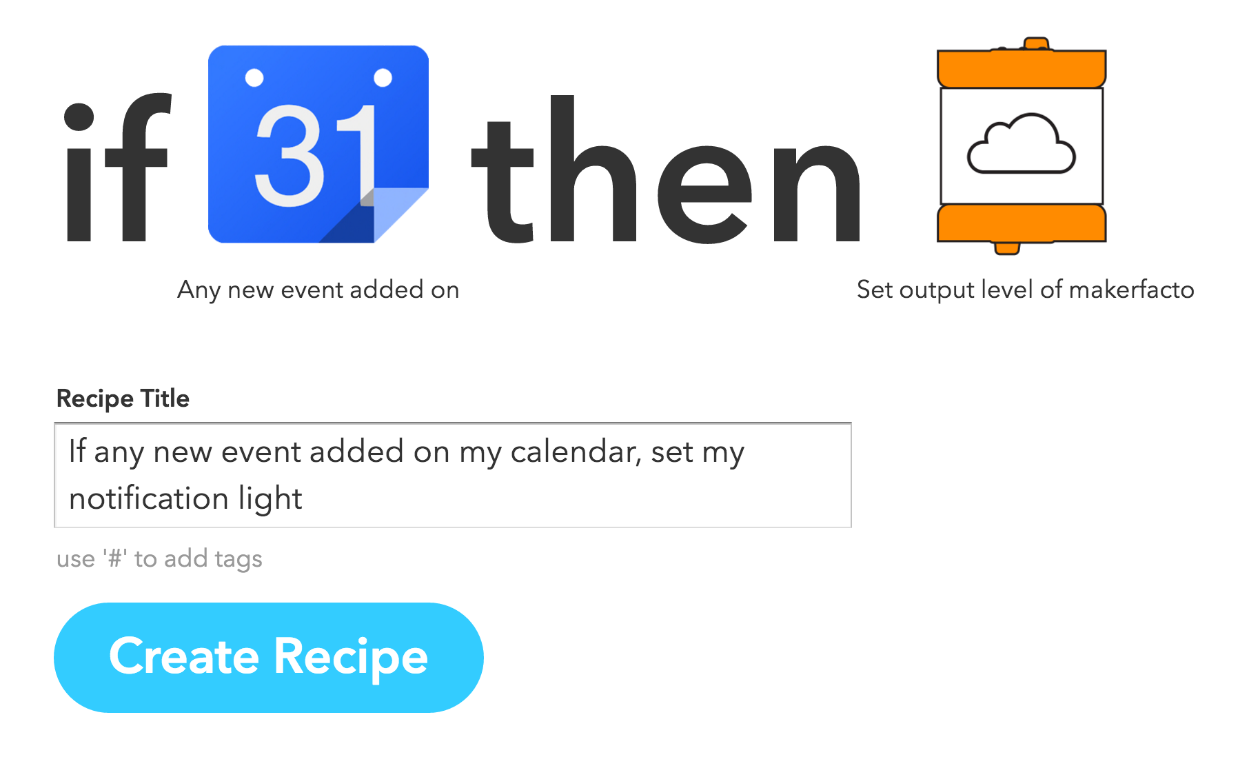 IFTTT Calendar LittleBits recipe