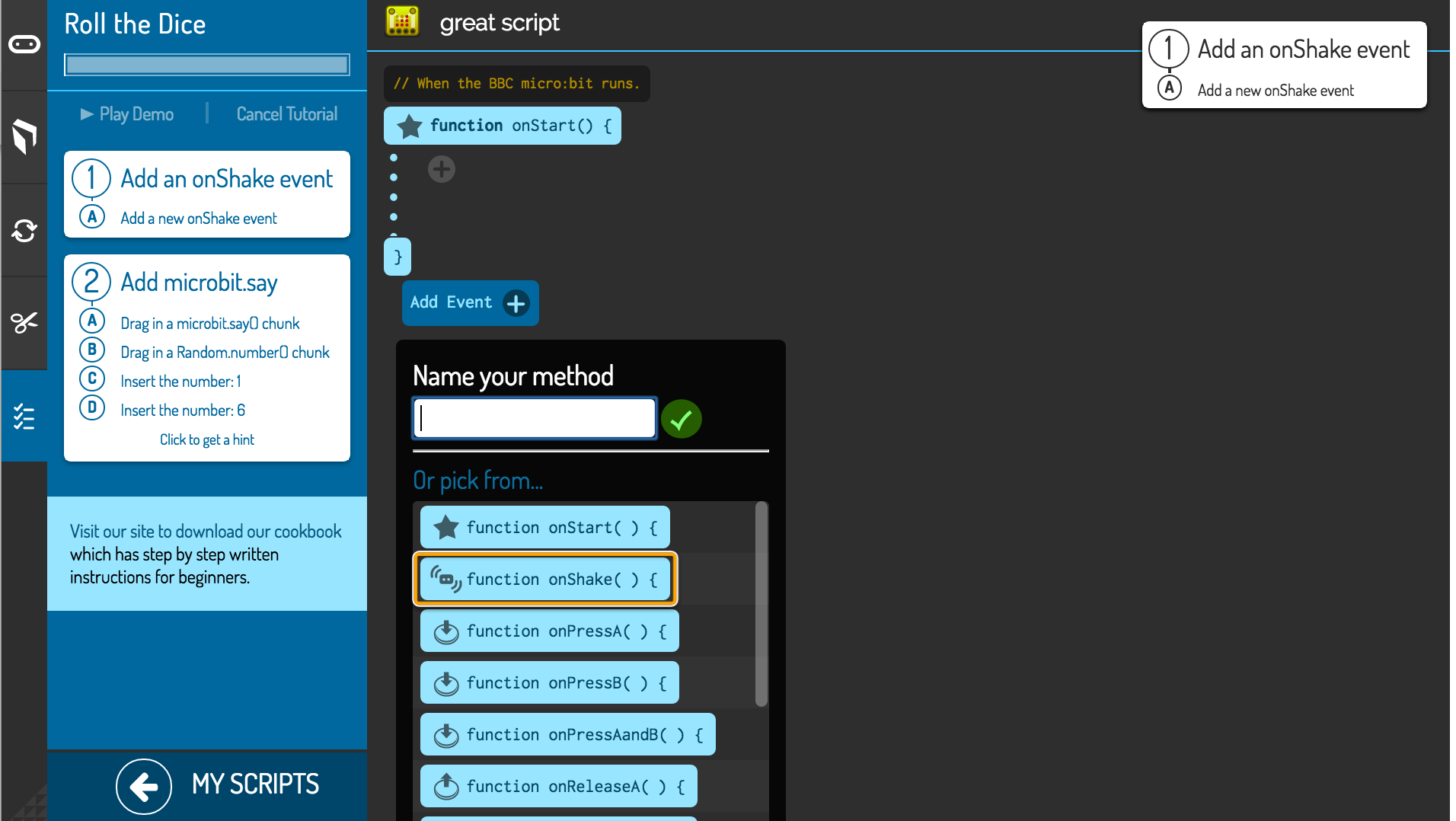 Microbit main screen