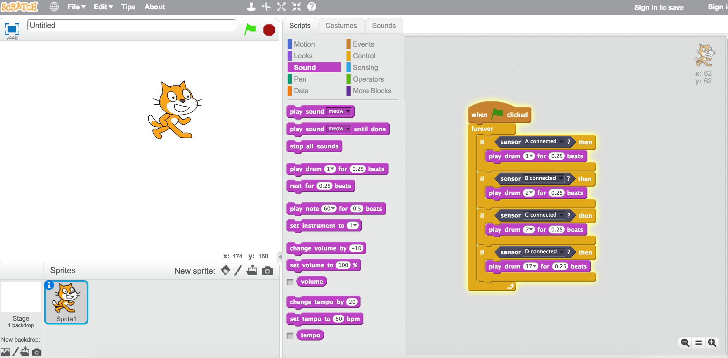 Scratch Picoboard stage